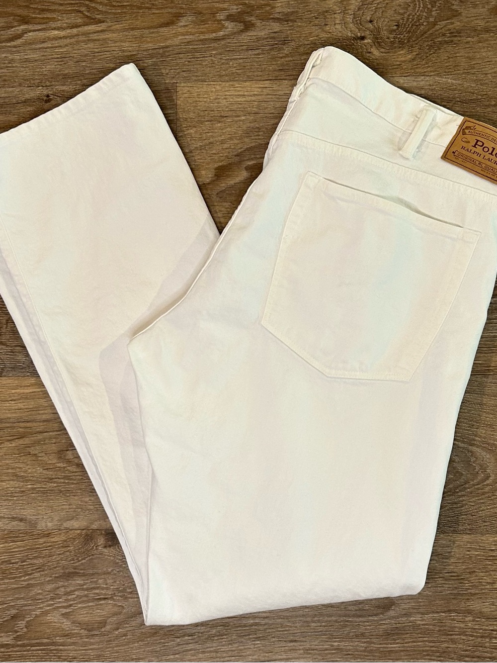 Polo Ralph Lauren Men’s White Denim Jeans The Hampton Relaxed Straight Fit 40x36